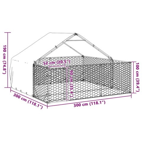  Zewnętrzna buda dla psa z wybiegiem 3x3x1,9 m Stal ocynkowana