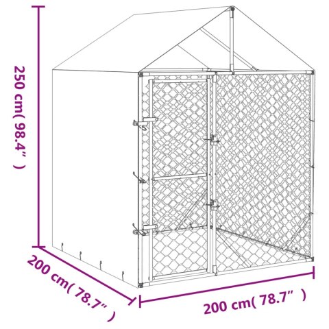  Kojec dla psa, z dachem, srebrny, 2x2x2,5 m, stal galwanizowana