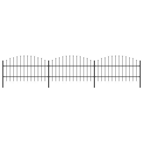  Panele ogrodzeniowe z grotami, stal, (0,75-1) x 5,1 m, czarne