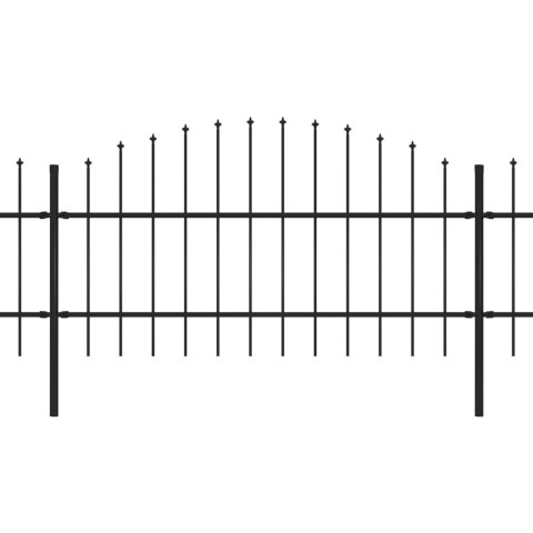  Panele ogrodzeniowe z grotami, stal, (0,75-1) x 5,1 m, czarne