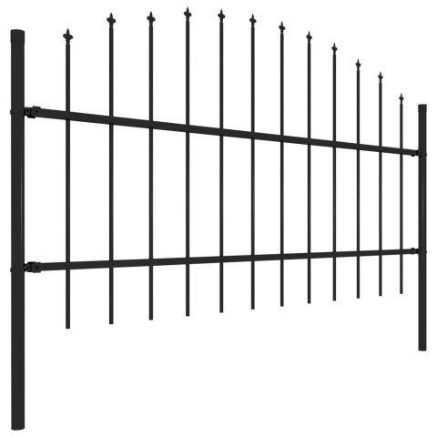  Panele ogrodzeniowe z grotami, stal, (0,75-1) x 5,1 m, czarne