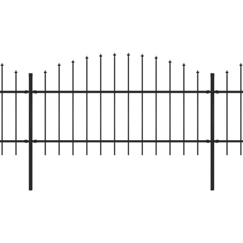  Panele ogrodzeniowe z grotami, stal, (1-1,25) x 13,6 m, czarne