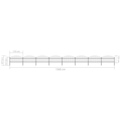  Panele ogrodzeniowe z grotami, stal, (1-1,25) x 13,6 m, czarne