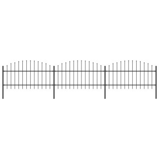  Panele ogrodzeniowe z grotami, stal, (1-1,25) x 5,1 m, czarne