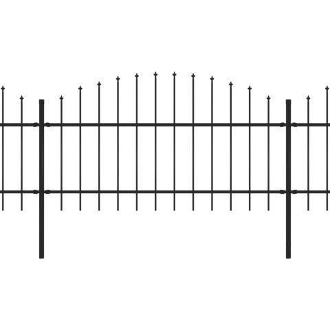  Panele ogrodzeniowe z grotami, stal, (1-1,25) x 5,1 m, czarne