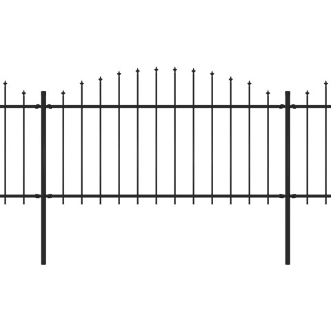  Panele ogrodzeniowe z grotami, stal, (1,25-1,5)x10,2 m, czarne