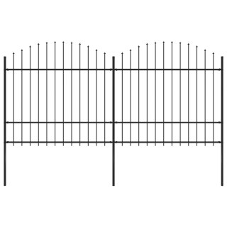  Panele ogrodzeniowe z grotami, stal, (1,5-1,75) x 3,4 m, czarne