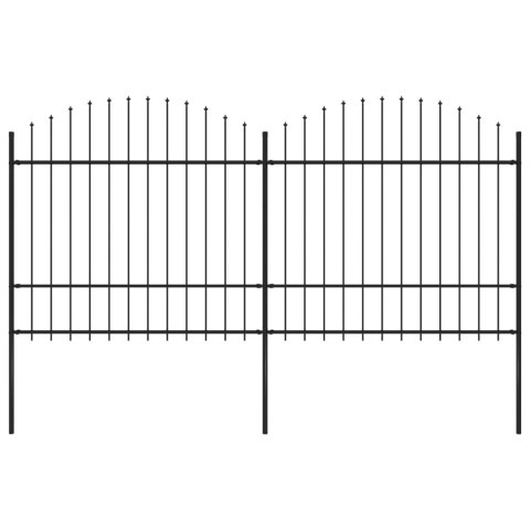  Panele ogrodzeniowe z grotami, stal, (1,5-1,75) x 3,4 m, czarne