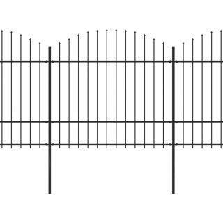  Panele ogrodzeniowe z grotami, stal, (1,5-1,75) x 3,4 m, czarne