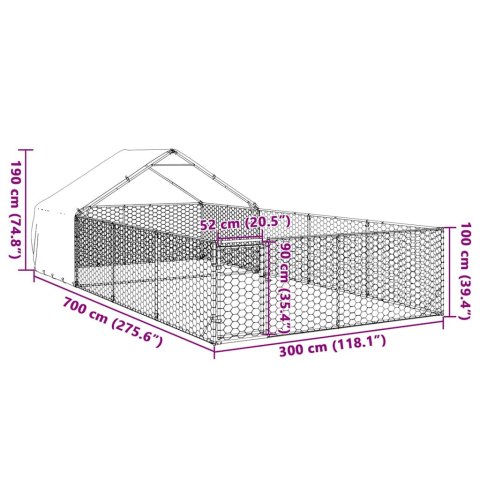  Zewnętrzna buda dla psa z wybiegiem 7x3x1,9 m Stal ocynkowana