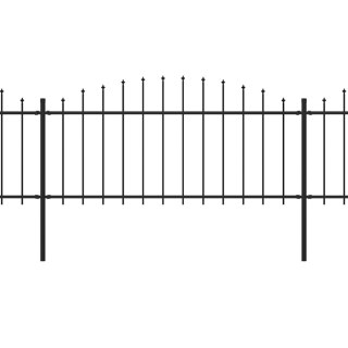  Panele ogrodzeniowe z grotami, stal, (0,5-0,75) x 17 m, czarne