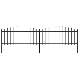  Panele ogrodzeniowe z grotami, stal, (0,5-0,75) x 3,4 m, czarne