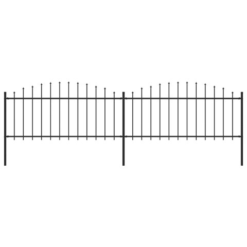  Panele ogrodzeniowe z grotami, stal, (0,5-0,75) x 3,4 m, czarne