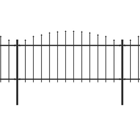  Panele ogrodzeniowe z grotami, stal, (0,5-0,75) x 3,4 m, czarne