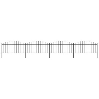  Panele ogrodzeniowe z grotami, stal, (0,5-0,75) x 6,8 m, czarne