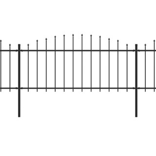  Panele ogrodzeniowe z grotami, stal, (0,5-0,75) x 6,8 m, czarne