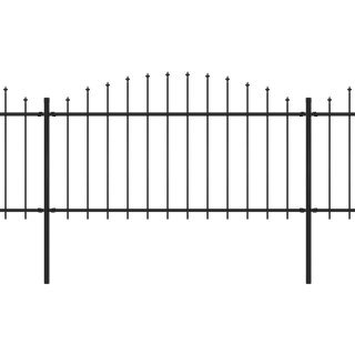  Panele ogrodzeniowe z grotami, stal, (1,25-1,5) x 15,3 m, czarne