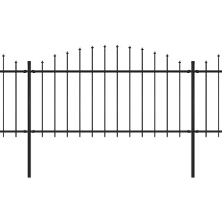  Panele ogrodzeniowe z grotami, stal, (1,25-1,5) x 3,4 m, czarne