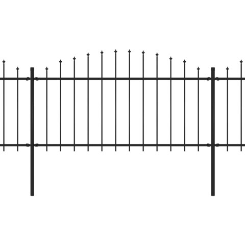  Panele ogrodzeniowe z grotami, stal, (1,25-1,5) x 3,4 m, czarne