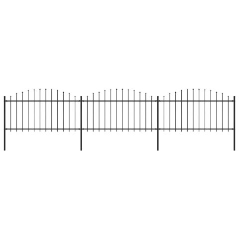  Panele ogrodzeniowe z grotami, stal, (1,25-1,5) x 5,1 m, czarne