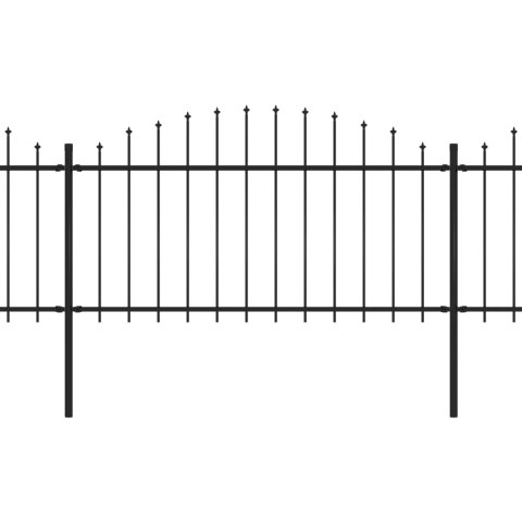  Panele ogrodzeniowe z grotami, stal, (1,25-1,5) x 5,1 m, czarne