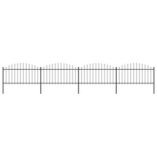  Panele ogrodzeniowe z grotami, stal, (1,25-1,5) x 6,8 m, czarne