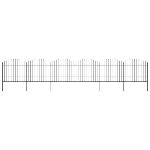  Panele ogrodzeniowe z grotami, stal, (1,5-1,75)x10,2 m, czarne