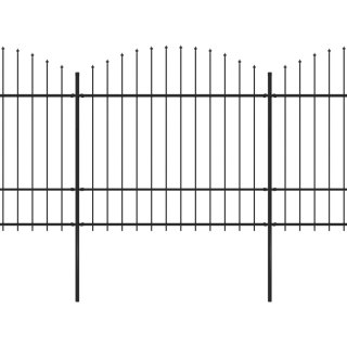  Panele ogrodzeniowe z grotami, stal, (1,5-1,75)x10,2 m, czarne