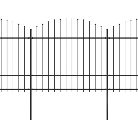  Panele ogrodzeniowe z grotami, stal, (1,5-1,75)x10,2 m, czarne