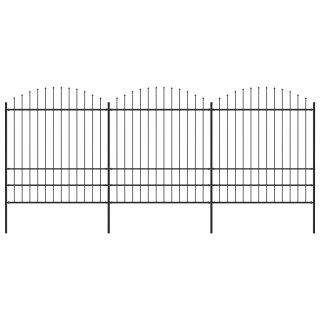  Panele ogrodzeniowe z grotami, stal, (1,75-2) x 5,1 m, czarne