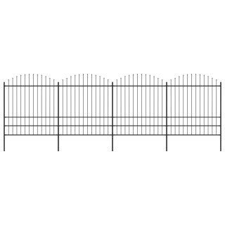  Panele ogrodzeniowe z grotami, stal, (1,75-2) x 6,8 m, czarne