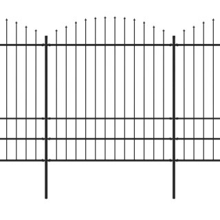  Panele ogrodzeniowe z grotami, stal, (1,75-2) x 6,8 m, czarne