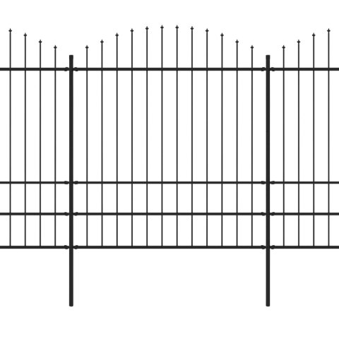  Panele ogrodzeniowe z grotami, stal, (1,75-2) x 6,8 m, czarne