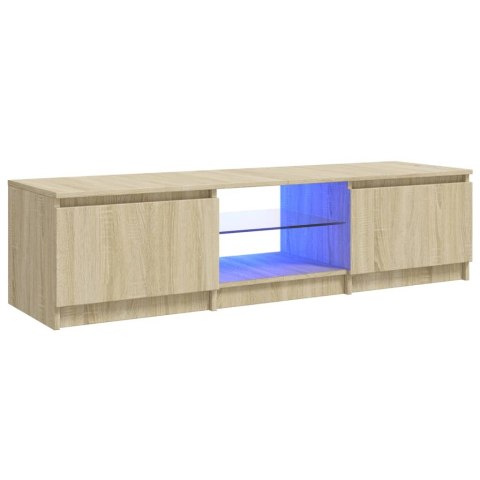  Szafka pod TV, z LED, dąb sonoma, 140 x 40 x 35,5 cm