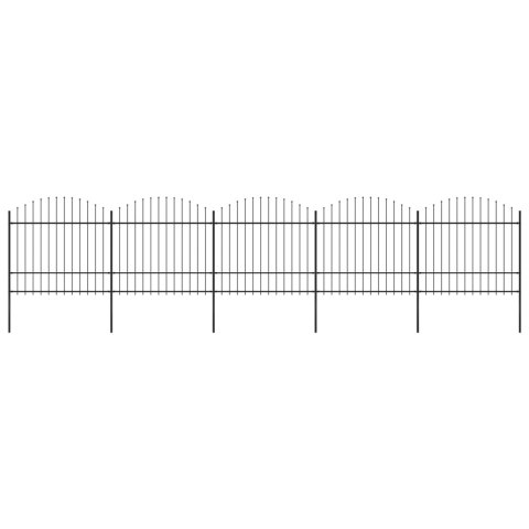  Panele ogrodzeniowe z grotami, stal, (1,5-1,75) x 8,5 m, czarne