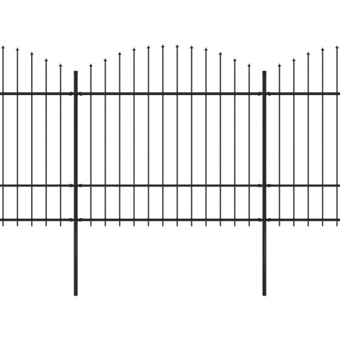  Panele ogrodzeniowe z grotami, stal, (1,5-1,75) x 8,5 m, czarne