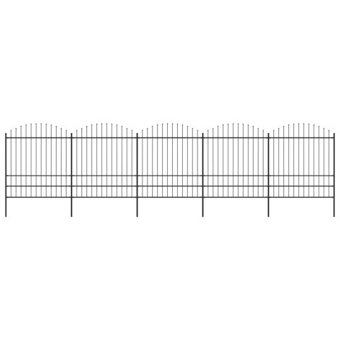  Panele ogrodzeniowe z grotami, stal, (1,75-2) x 8,5 m, czarne