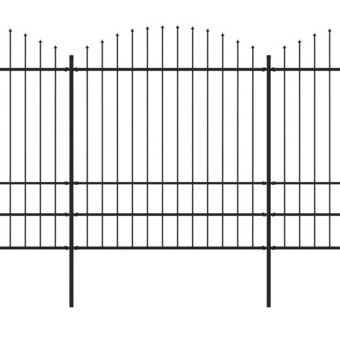  Panele ogrodzeniowe z grotami, stal, (1,75-2) x 8,5 m, czarne