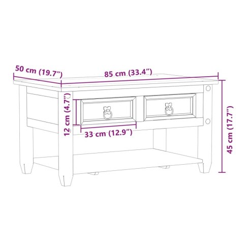  Stolik kawowy z szufladami Corona, 85x50x45 cm, drewno sosnowe