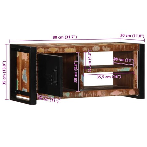  Szafka RTV 80x30x35 cm Drewno lite odzyskane