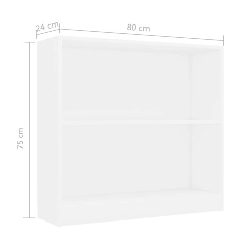  Regał na książki Biały 80x24x75 cm Drewno klejone