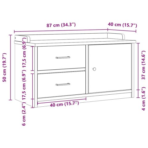  Ławka do przedpokoju "SANDNES" 87x40x50 cm lite drewno sosnowe