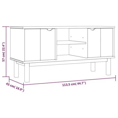  Szafka pod TV OTTA, 113,5x43x57 cm, lite drewno sosnowe