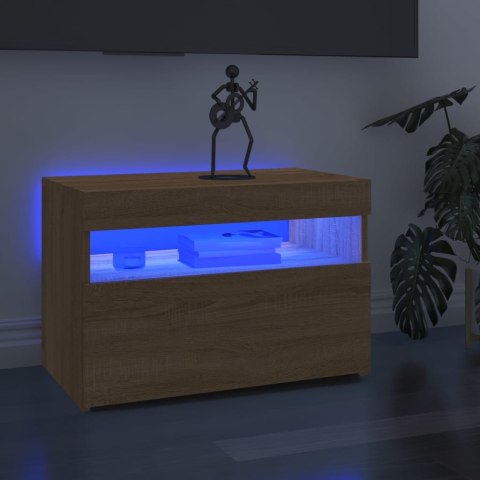  Szafki TV z oświetleniem LED, 2 szt., dąb sonoma, 60x35x40 cm