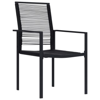  Krzesła ogrodowe, 4 szt., rattan PVC, czarne