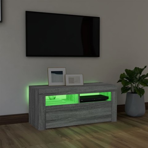  Szafka pod TV z oświetleniem LED, szary dąb sonoma, 90x35x40 cm