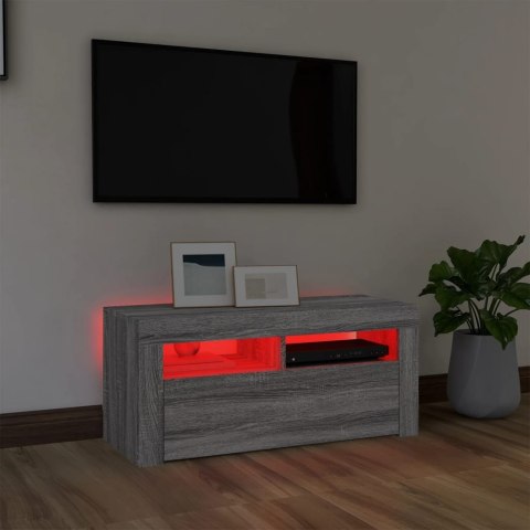  Szafka pod TV z oświetleniem LED, szary dąb sonoma, 90x35x40 cm