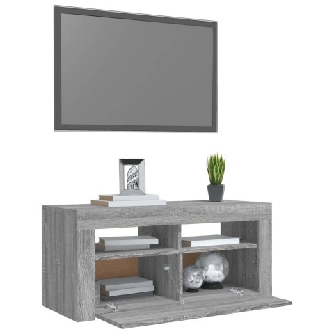  Szafka pod TV z oświetleniem LED, szary dąb sonoma, 90x35x40 cm