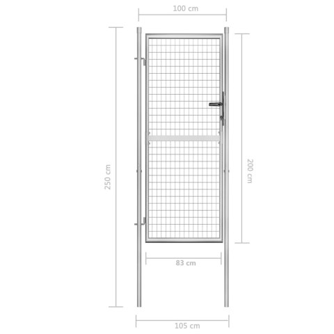  Furtka ogrodowa, galwanizowana stal, 105x250 cm, srebrna