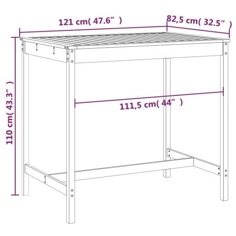  Stolik ogrodowy, 121x82,5x110 cm, lite drewno daglezjowe